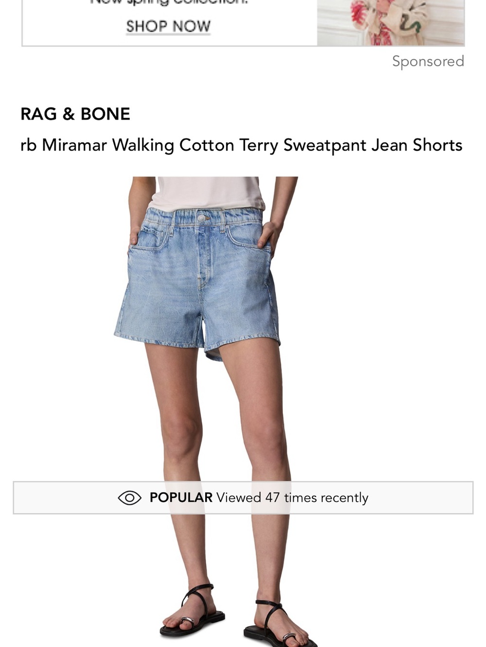 rag & bone Light Wash Terry Denim Shorts